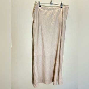 Stella Carakasi 100% Hemp Beige Maxi Skirt Sz Large Neutral Modest Elastic Waist